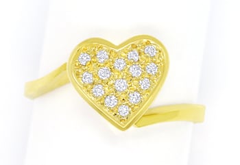 Foto 1 - Herz Diamantring mit Brillanten ausgefasst 14K Gelbgold, Q1359