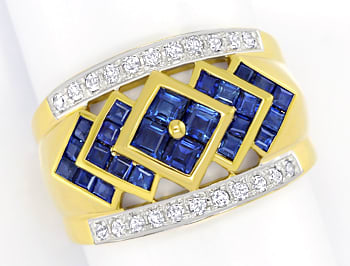 Foto 1 - Moderner Saphire-Diamanten-Ring in 18K Gold, S5388